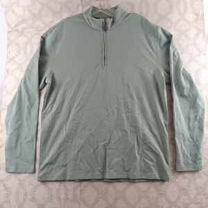 Elliot Mulryan Men Medium Sage Green Quarter Zip Mock Neck Pullover Sweater Knit